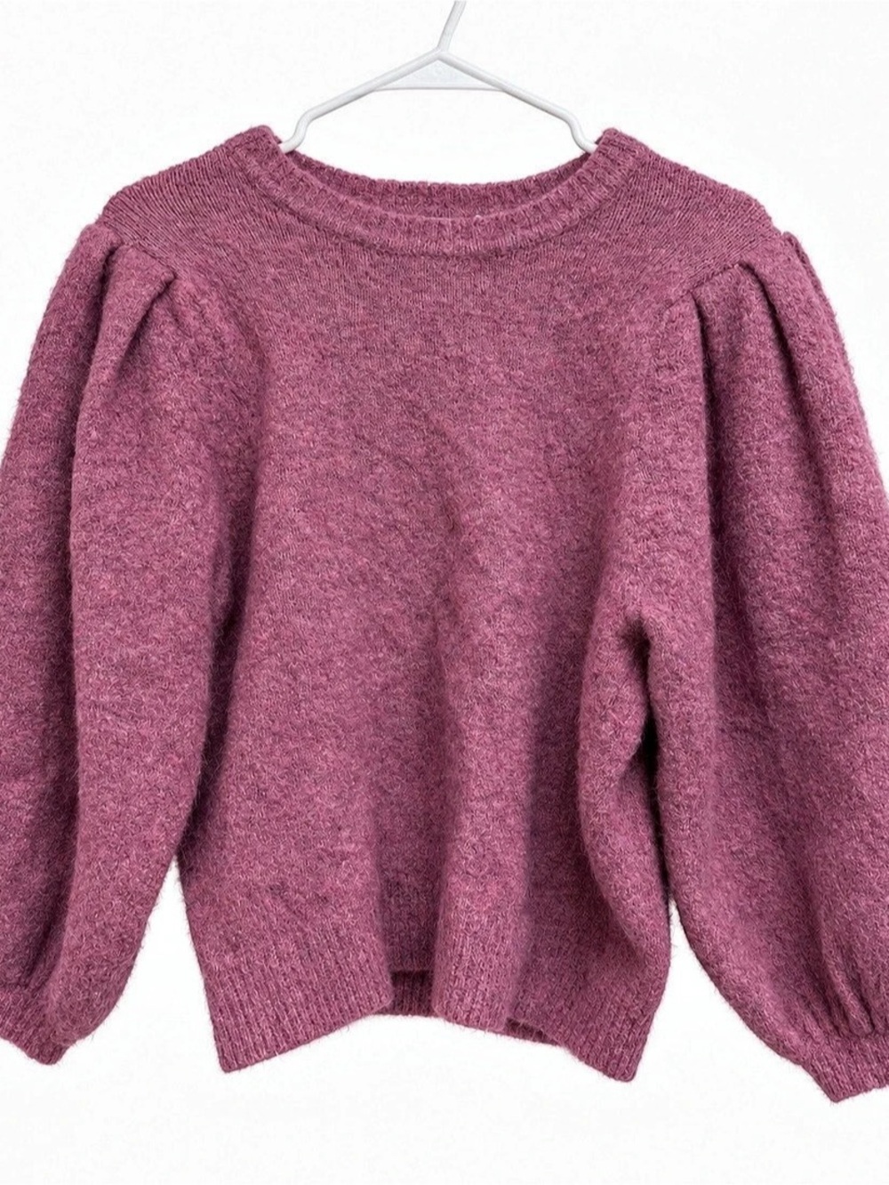 Lush Berry Purple Wool Blend Balloon Sleeve Sweater Size Small